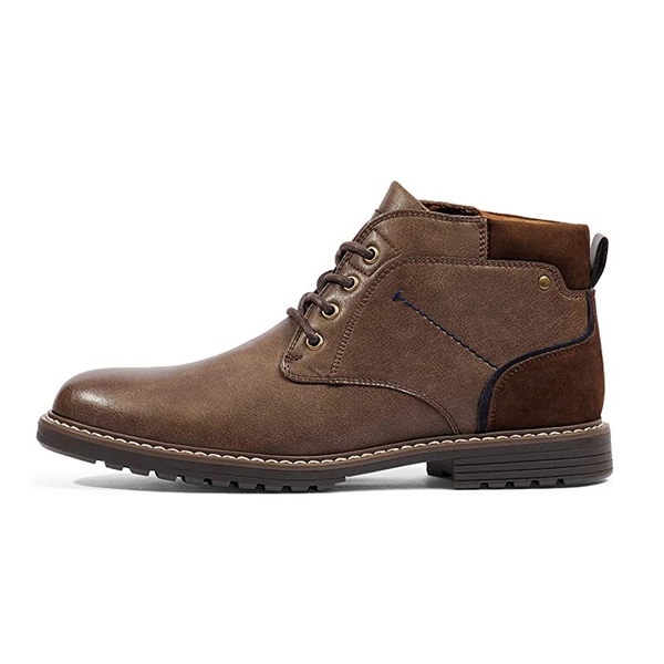 Men's Synthetic Leather Chukka Dress Boots - DARK BROWN - 1